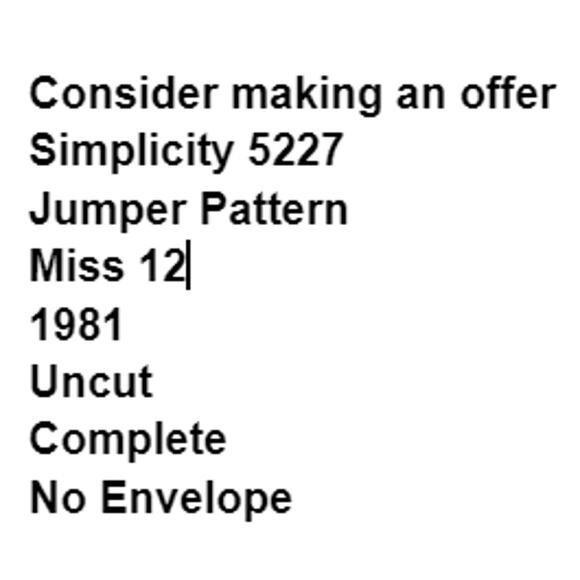 Simplicity 5227 Pattern Jumper Miss 12 Uncut Slim Fit Boho Back Zip Scoop Neck - Picture 3 of 7